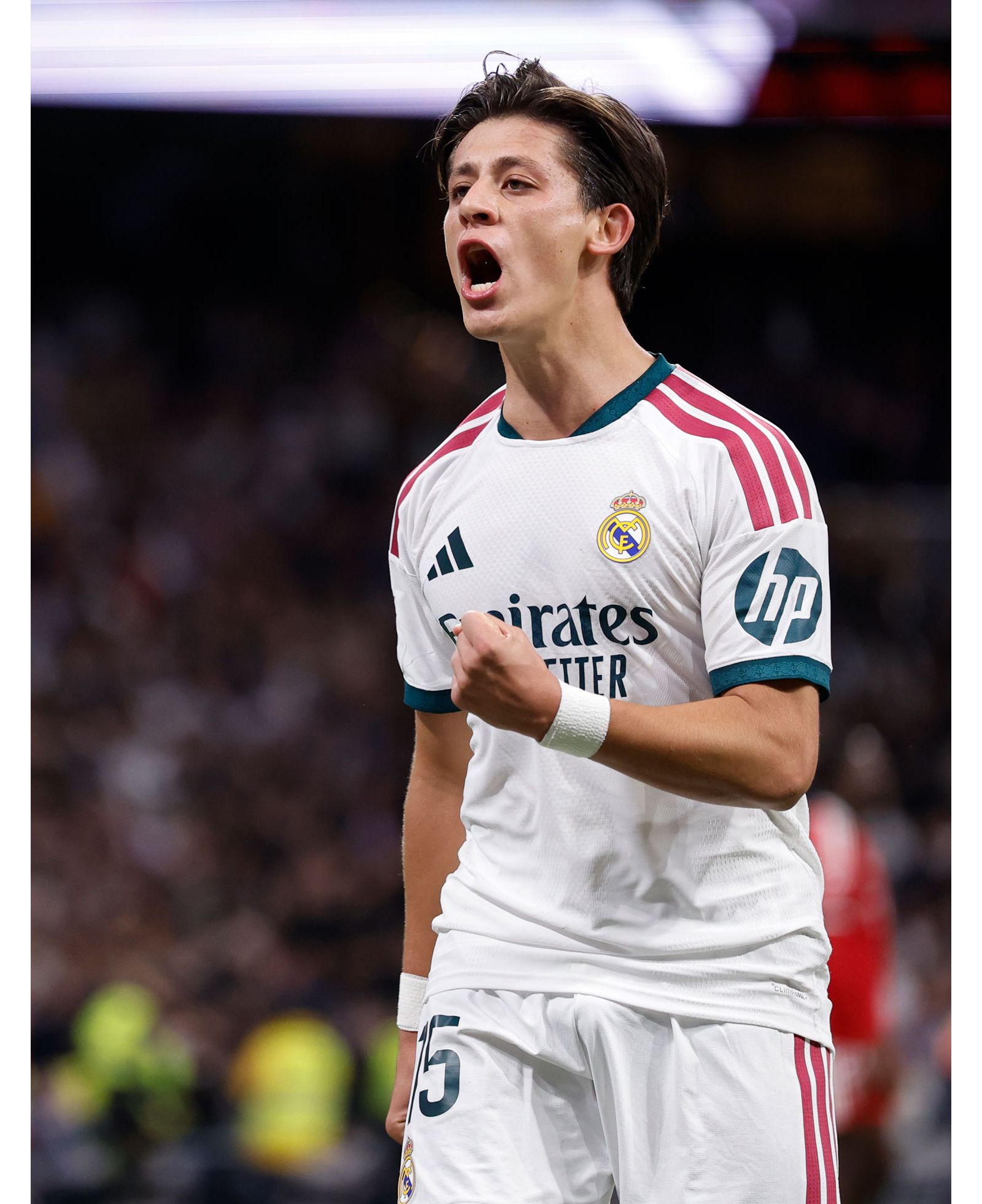 Arda Güler celebrates after scoring against Sevilla at the Bernabéu in October 2026