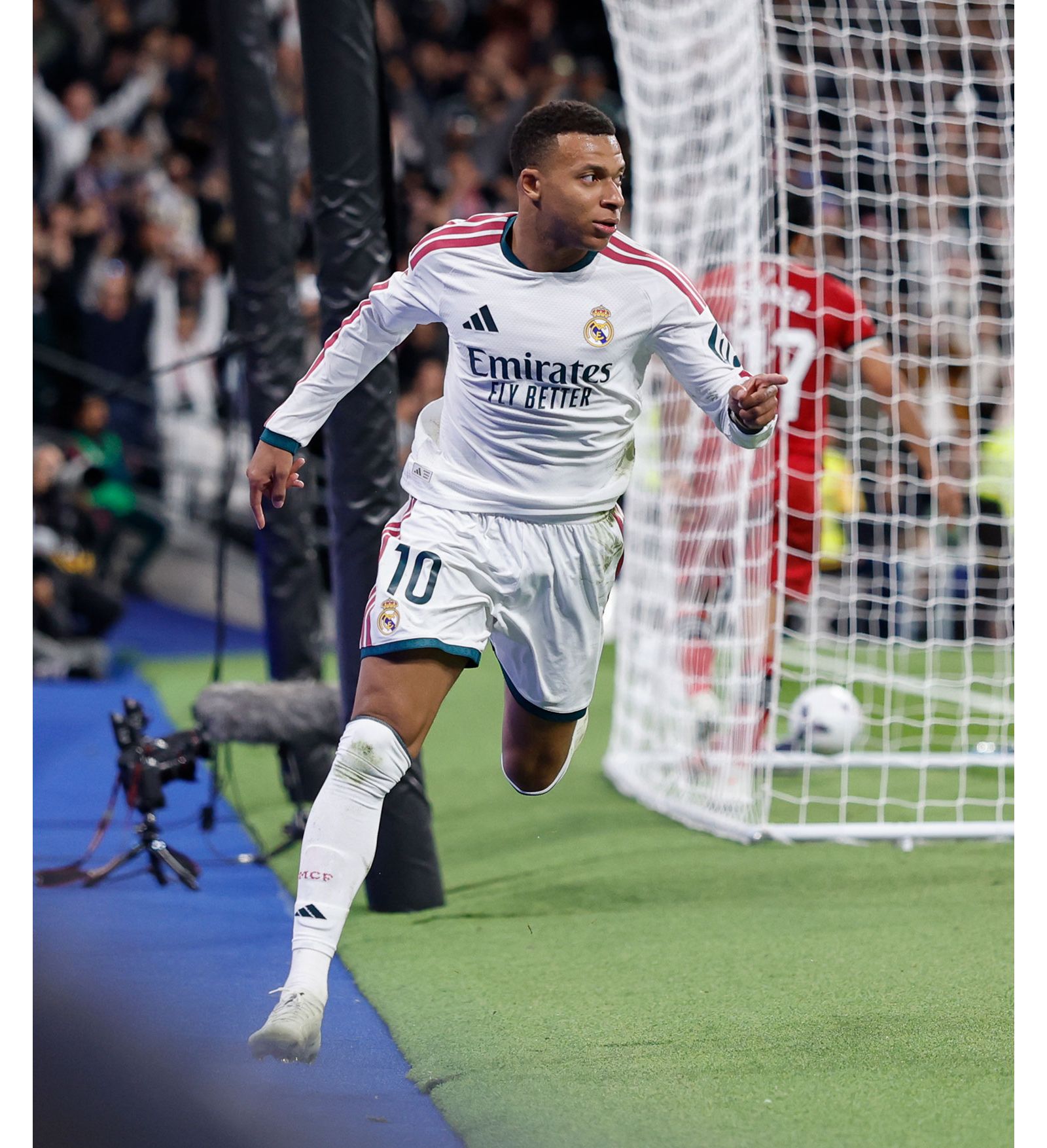 Kylian Mbappé celebrates against Sevilla for Real Madrid on October 18 2026