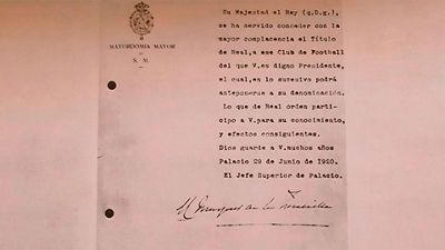 Se cumplen 101 años desde que el club recibió el título de Real
