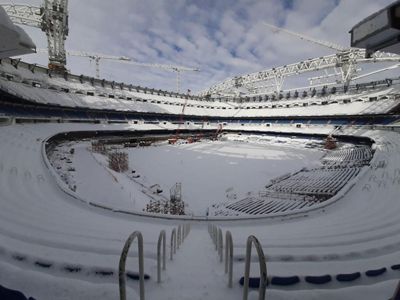 espectaculares imágenes del santiago bernabéu nevado