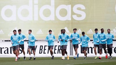 Entrenamiento en la Ciudad Real Madrid tras ganar al Valladolid