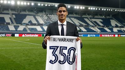 Varane: 350 partidos con el Real Madrid
