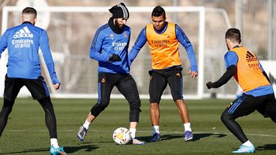 Último entrenamiento antes del partido de Liga contra el Elche