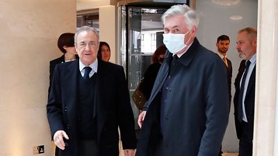 Florentino Pérez e Ancelotti já estão em Londres