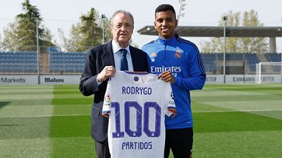 Rodrygo makes 100th appearance for Real Madrid
