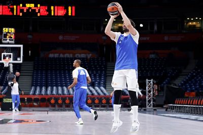 entrenamiento del real madrid de baloncesto en belgrado