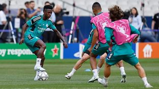 Real Madrid train on the pitch for the final