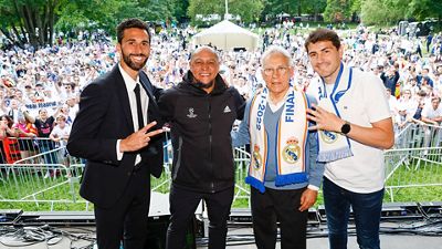 Amancio, Casillas, Roberto Carlos y Arbeloa, en la ‘Fan Zone’