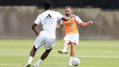 Inside Real Madrid: Dani Carvajal vuelve a los entrenamientos con mucha puntería