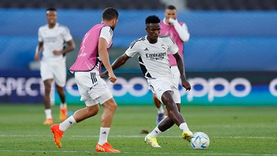 Squad train at Helsinki's Olympic Stadium