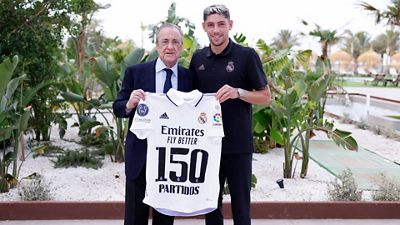 Valverde cumple 150 partidos con el Real Madrid