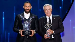 Benzema e Ancelotti, os melhores do ano para a UEFA