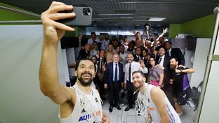 The champions celebrate in the locker room