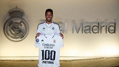 Militão: gol en su partido 100 con el Real Madrid