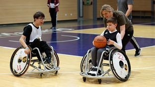 Volunteers from UPS took part in the social sports basketball tournament