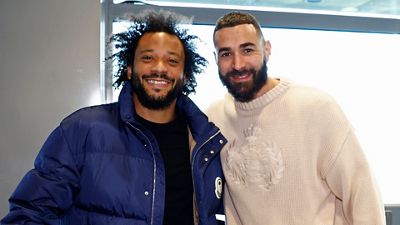 Marcelo visita o plantel na Cidade Real Madrid