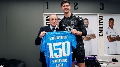 Courtois, who reaches 150 LaLiga matches with Madrid: 'We've kept three clean sheets in three games'.