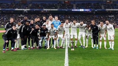 The team present their eighth Club World Cup to the Bernabéu