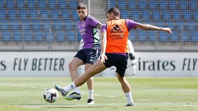 O plantel prepara o jogo contra o Athletic de Bilbau