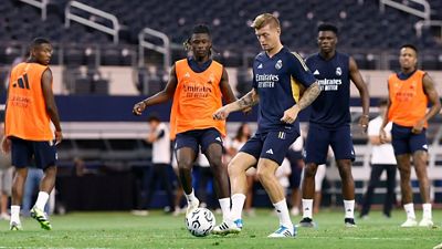 Último entrenamiento antes del partido contra el Barcelona