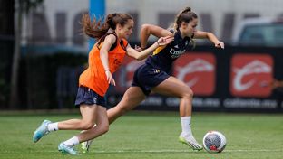 Último entrenamiento antes del partido frente al Club América