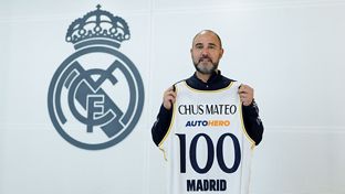 Chus Mateo celebrates his 100th game as Real Madrid coach