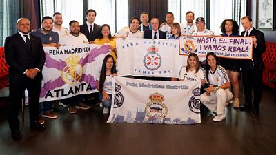 Le président, avec les peñas madridistas des États-Unis à Charlotte