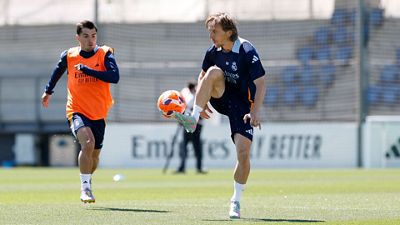 Último entrenamiento antes del partido contra la Real Sociedad