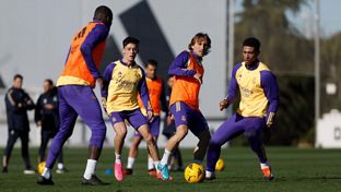 Último entrenamiento antes del partido contra el Almería