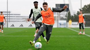 Último entrenamiento antes del partido contra el Valencia