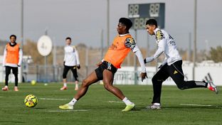 Último entrenamiento antes del partido contra el Girona