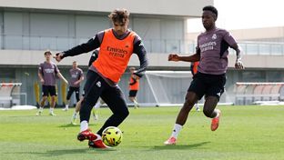 Último entrenamiento antes del partido contra el Celta