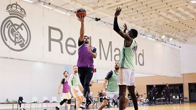 Real Madrid get ready for the match against Emporio Armani Milan