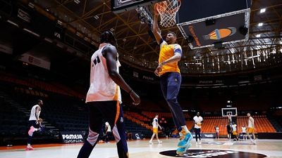Último entrenamiento antes del tercer partido contra el Valencia Basket