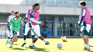 Último entrenamiento antes del partido contra el Leipzig