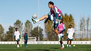 Último entrenamiento antes del partido contra el Leipzig