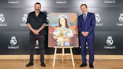 Domingo Zapata dona a la Fundación Real Madrid su obra 'Mona Lisa Real Madrid'