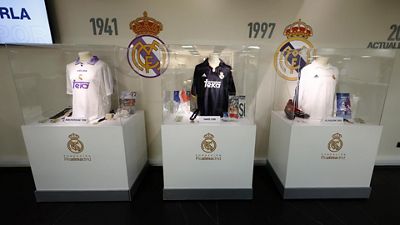 Exposición conmemorativa de la Copa de Europa en el palco de honor del Santiago Bernabéu con motivo de la final
