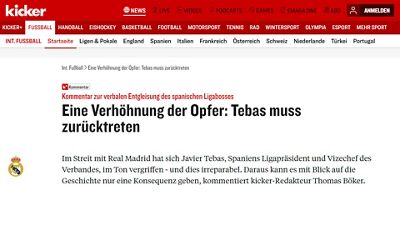 La prensa internacional, indignada con las palabras de Tebas, pide su dimisión