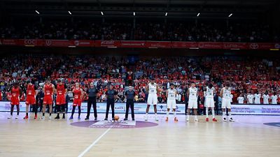 A minute's silence held before the game between UCAM Murcia and Real Madrid