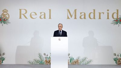 Florentino Pérez preside la comida de Navidad con los medios de comunicación