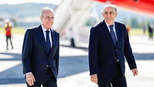El presidente, con el equipo en San Sebastián