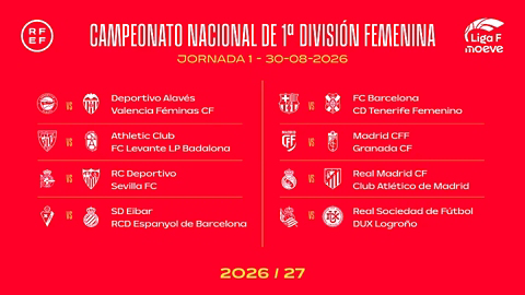 This is Real Madrid's schedule for Liga F 2026/27