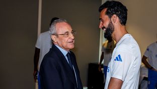 Le président, avec l'équipe à Manchester