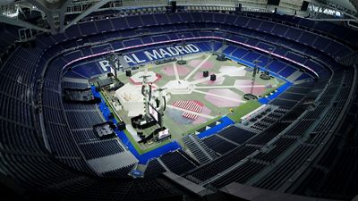 El Bernabéu se prepara para recibir al Papa León XIV 