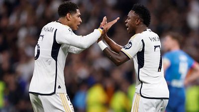 The move that made it 1-0: Kroos recovers the ball, Bellingham drives forward and Vini Jr. finishes