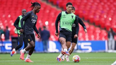 Real Madrid train at Wembley