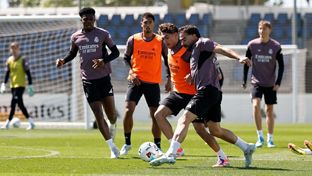 Último entrenamiento antes del partido contra el Sevilla