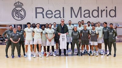 Sabonis visitó al equipo en la Ciudad Real Madrid